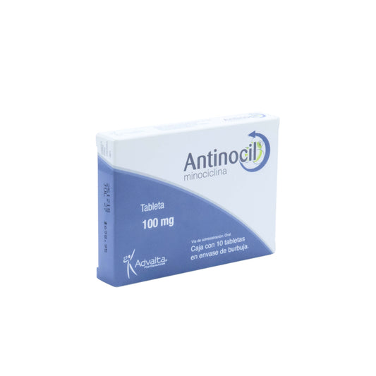 Antinocil Minociclina 100 mg, 10 Tabletas