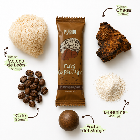 Kurabi Fungi Cappuccino con hongos adaptógenos 300 g 10g/30 sticks