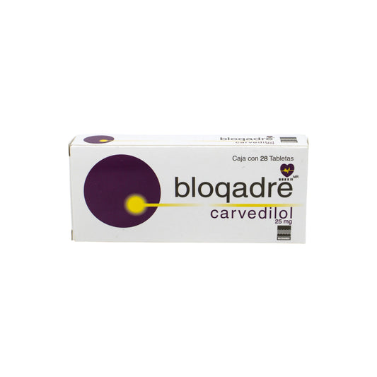 BloqAdre Carvedilol 25 mg Caja con 14 o 28 Tabletas