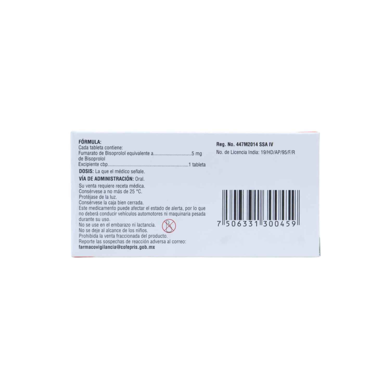Caurodol Bisoprolol 5 mg, Caja con 30 tabletas