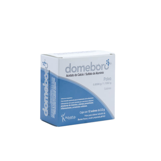 Domeboro Acetato de Calcio / Sulfato de Aluminio 0.8008 g / 1.1352 g, 12 Sobres de 2.2 g