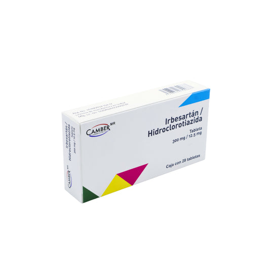 Ibersatán/Hidroclorotiazida de 300mg/12.5mg Caja con 28