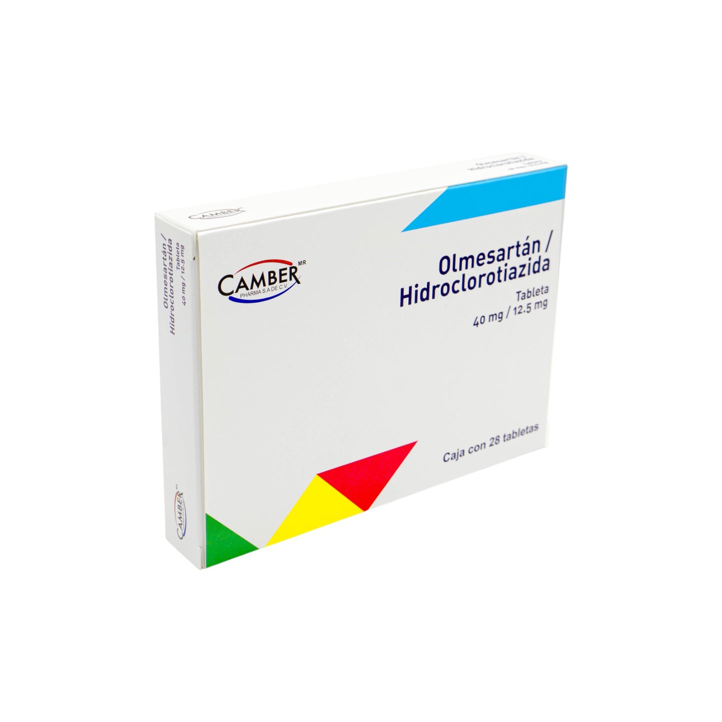 Olmesartán/Hidroclorotiazida 20 mg o 40 mg /12.5 mg, 28 tabletas