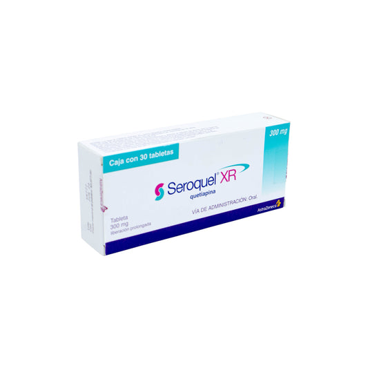 Seroquel XR Quetiapina 300 mg, 30 tabletas