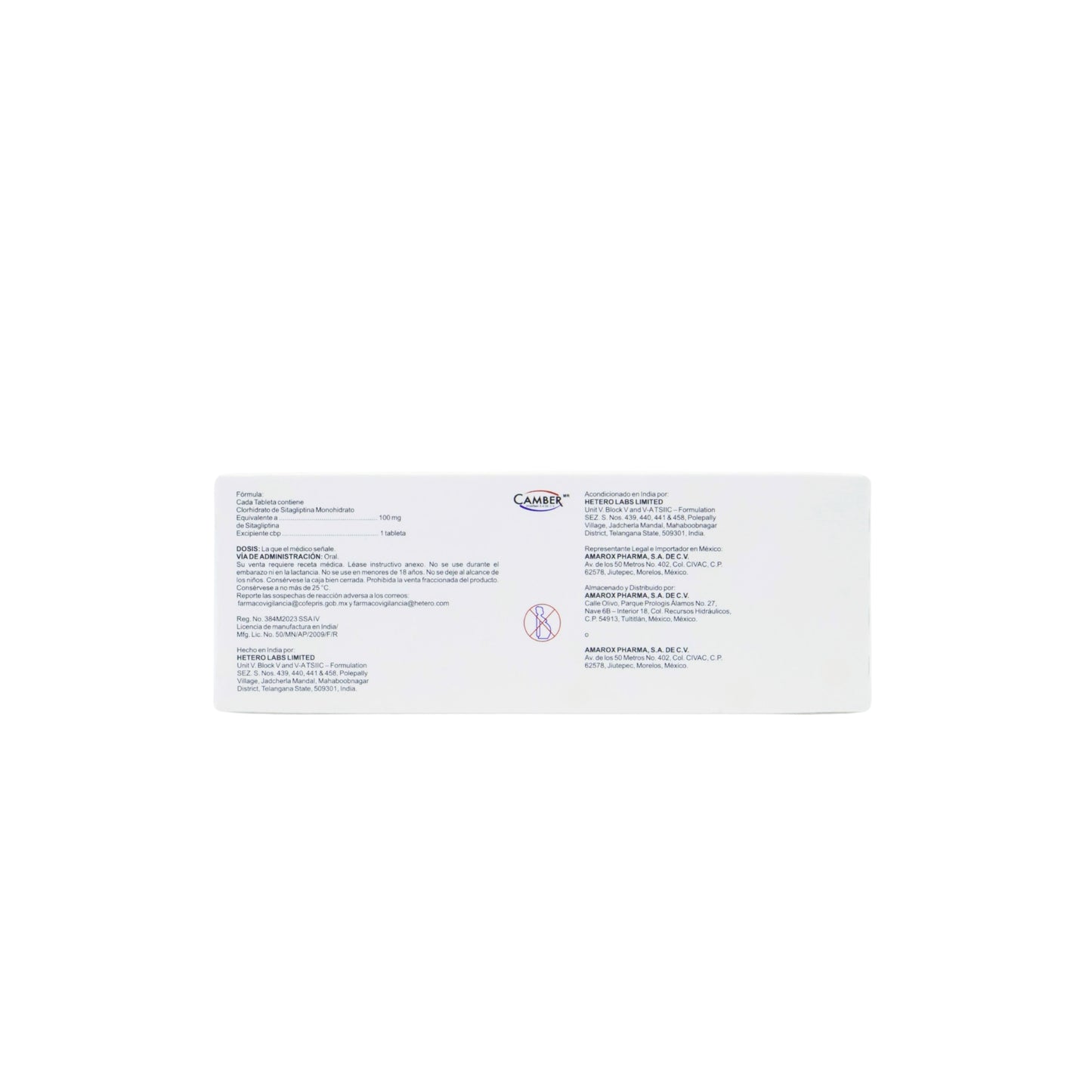 Sitagliptina 100 mg Caja con 28 Tabletas