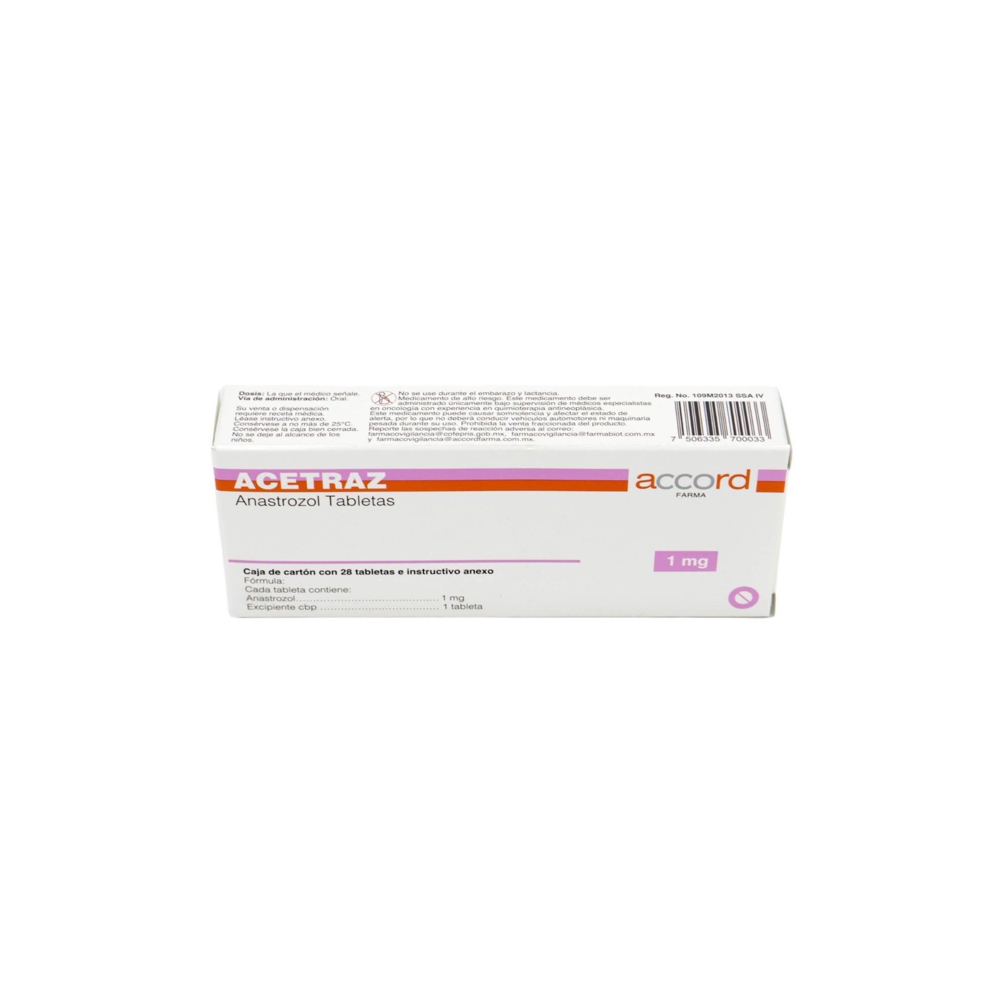 Acetraz 1 mg Tableta Anastrozol, 28 Tabletas - Zuca MedLine