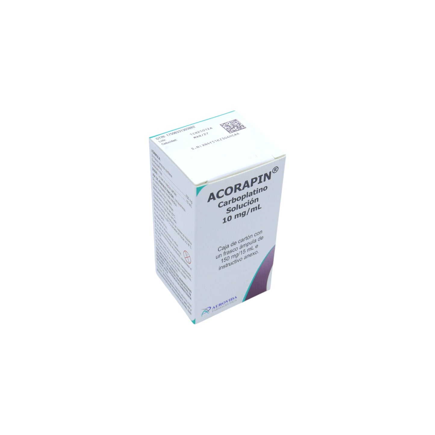 Acorapin Carboplatino 10 mg/mL, Solución 150 mg /450 mg