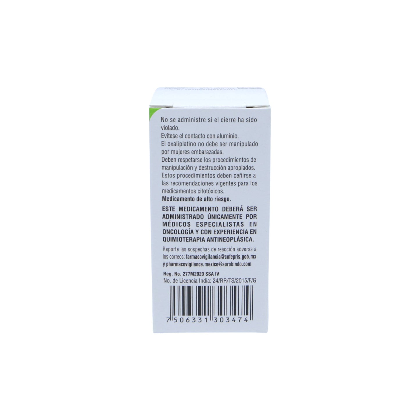 Aloxapin Oxaliplatino 50 o 100 mg, Solución con 1 ampolleta.