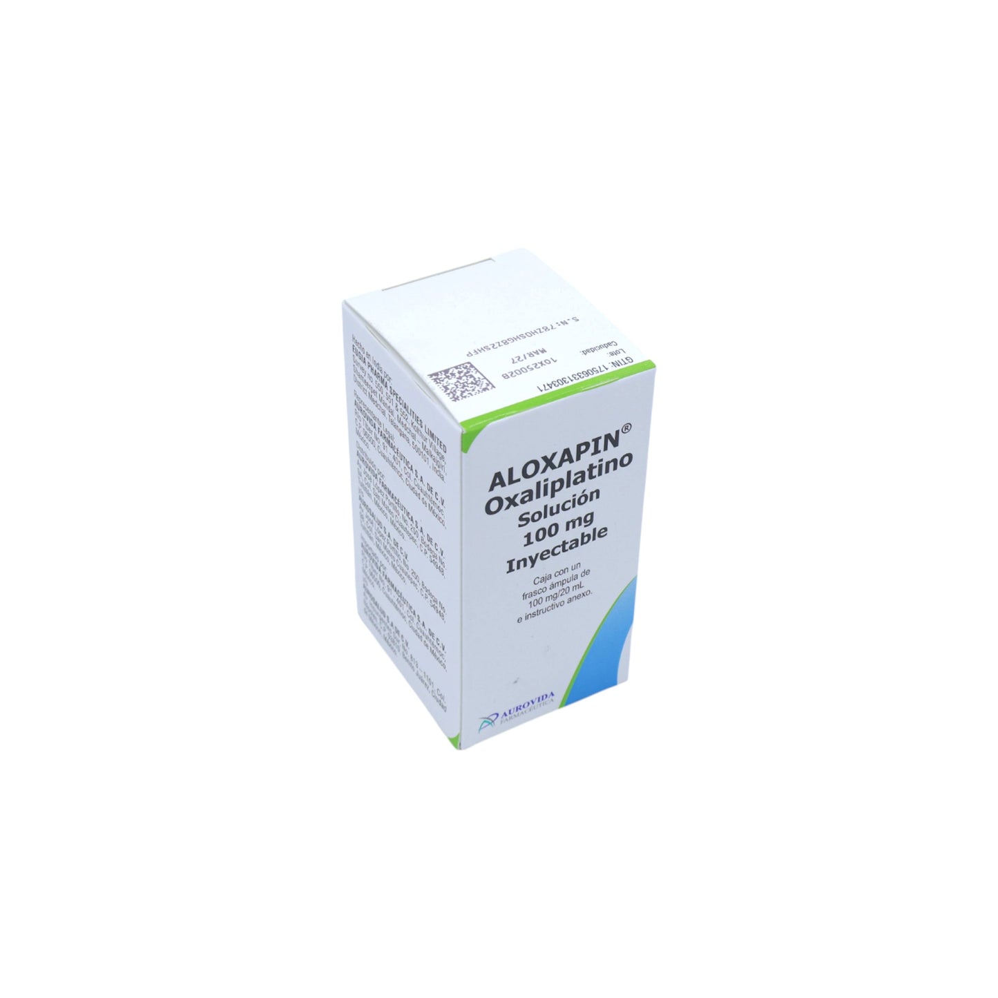 Aloxapin Oxaliplatino 50 o 100 mg, Solución con 1 ampolleta.