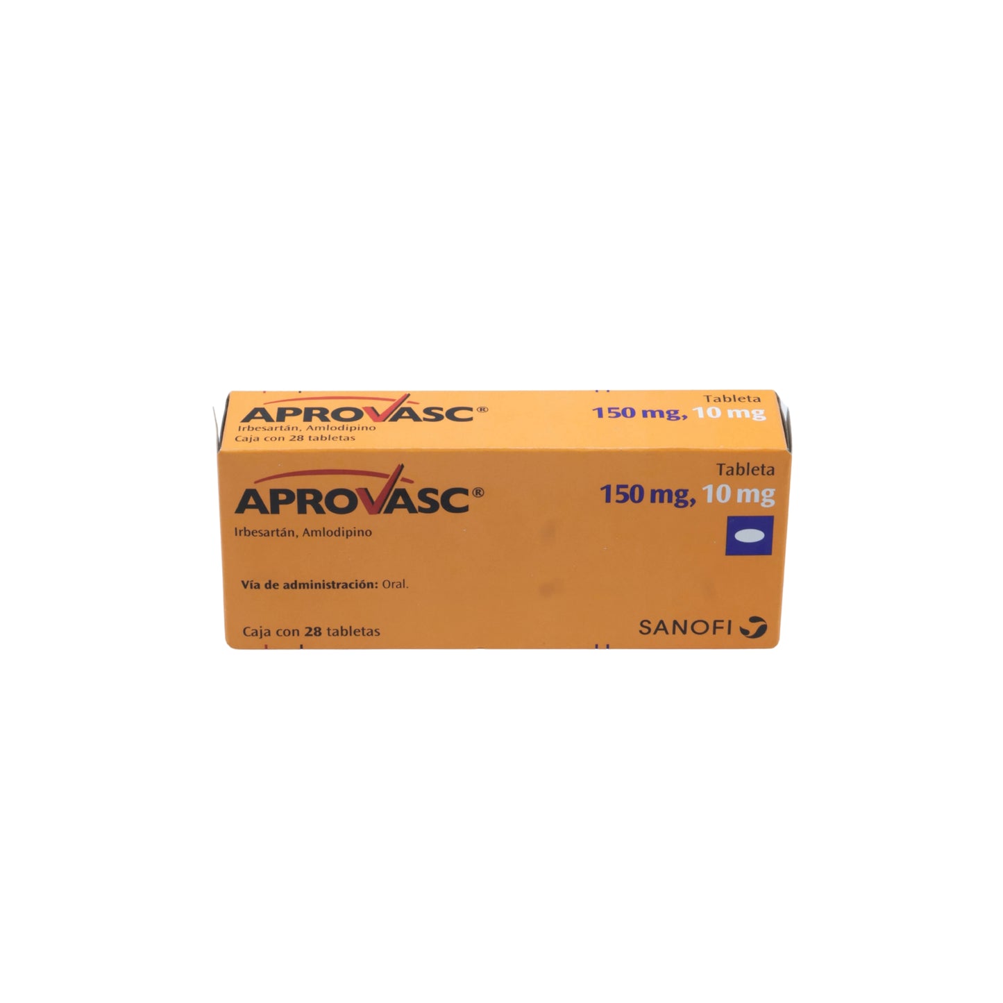Aprovasc Irbesartán/Amlodipino 150 mg / 10 mg y 300 mg / 10 mg, Caja con 28 tabletas