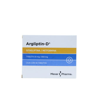 compare product Argliptin-D Sitagliptina/Metformina 50 mg / 850 mg, Caja con 56 tabletas