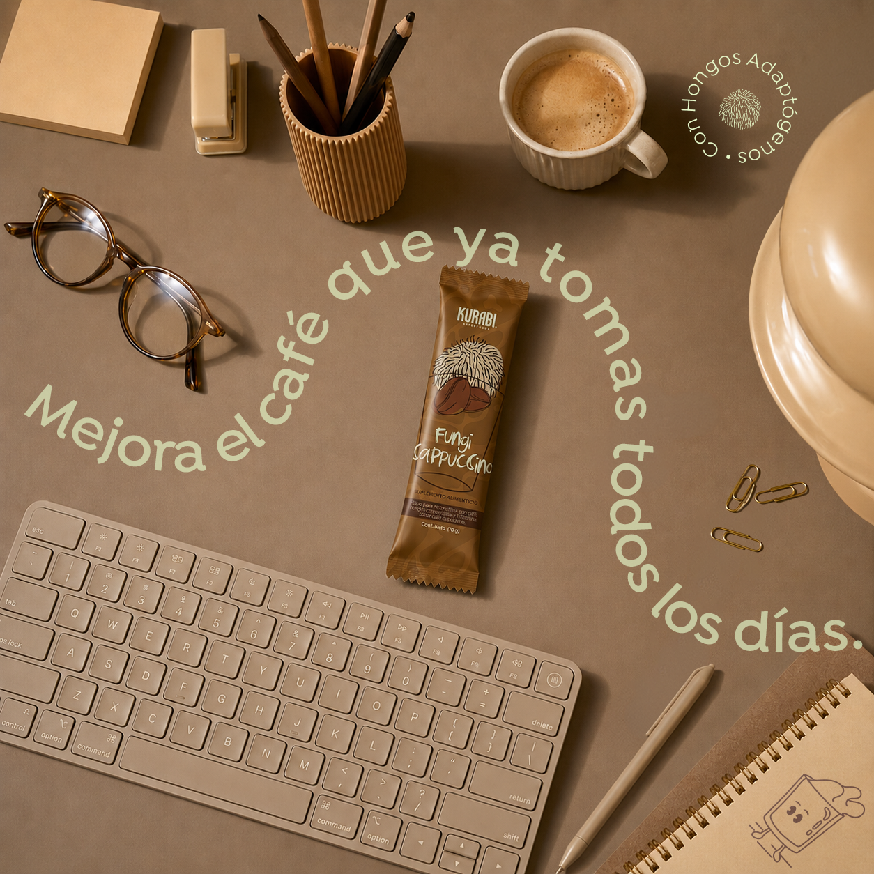 Kurabi Fungi Cappuccino con hongos adaptógenos 300 g 10g/30 sticks