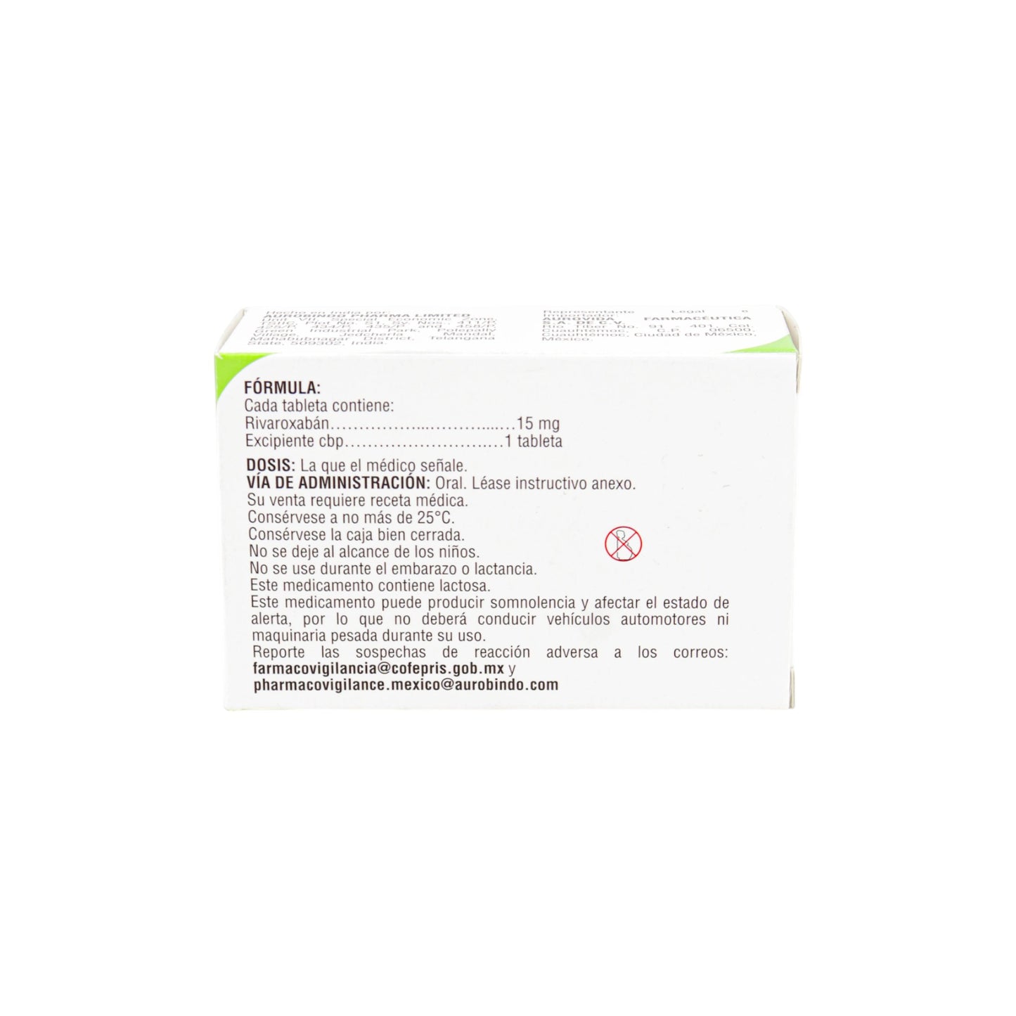 Auxolto Rivaroxabán 15 mg, Caja con 28 tabletas