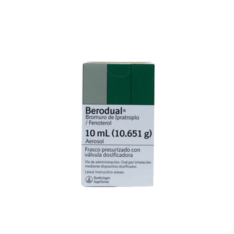 compare product Berodual Bromuro de Ipratropio/Fenoterol 10 mL (10.651 g), Frasco presurizado con válvula dosificadora