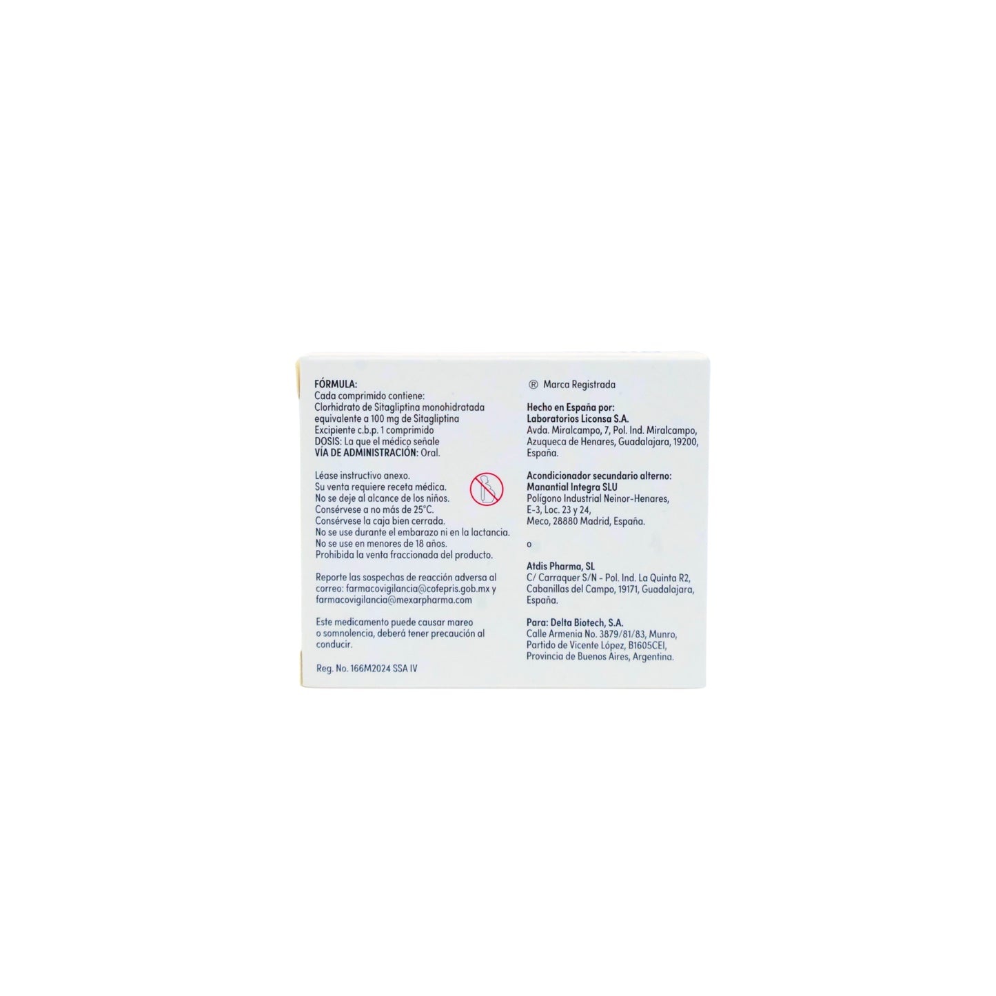 Bitam 100 mg Sitagliptina Caja con 28 Comprimidos