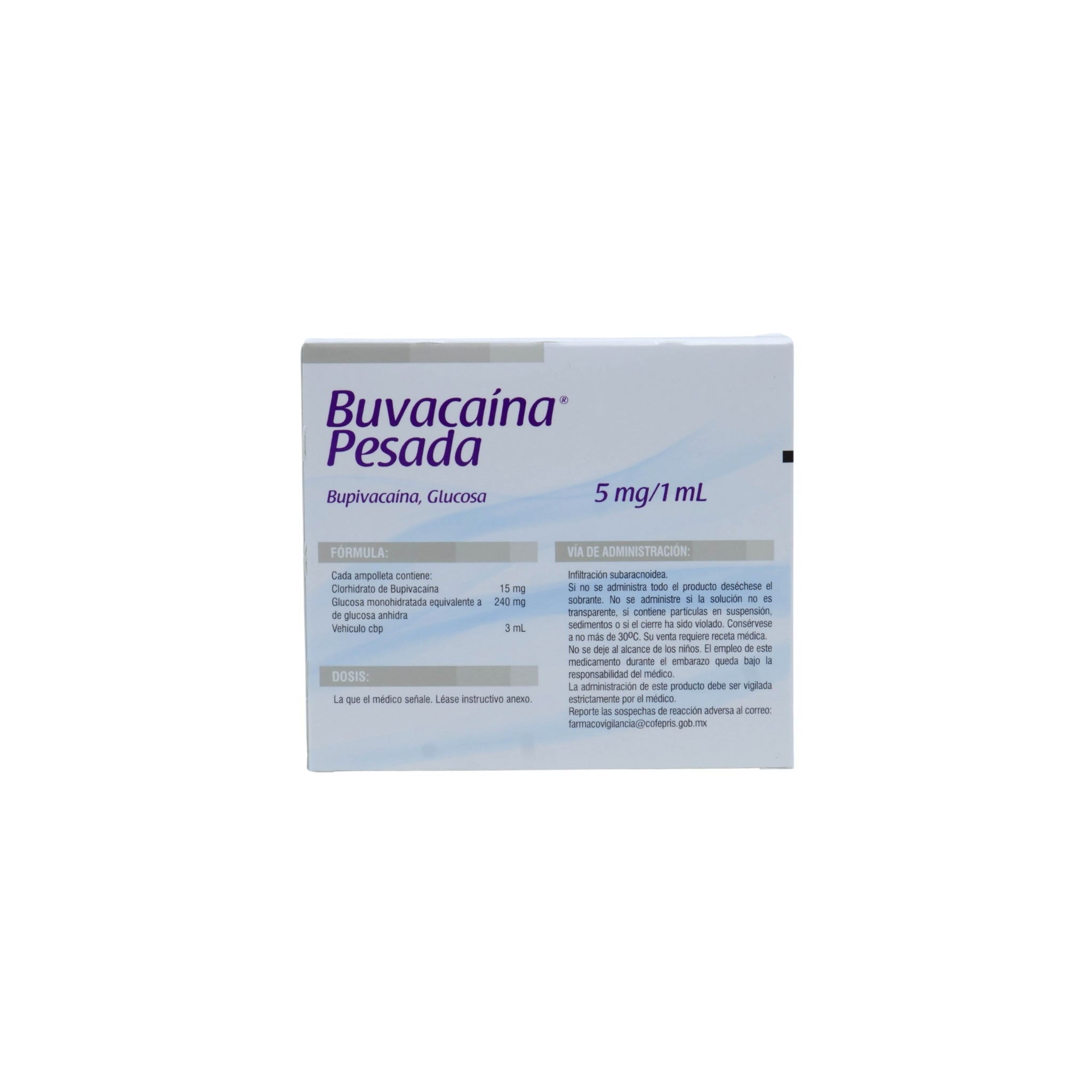 Buvacaína Pesada, Bupivacaína, Glucosa de 5mg/1mL Caja C/5 - Zuca MedLine