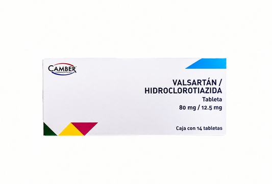 Valsartán Hidroclorotiazida 80mg / 12.5mg con 28 tabletas CAMBER