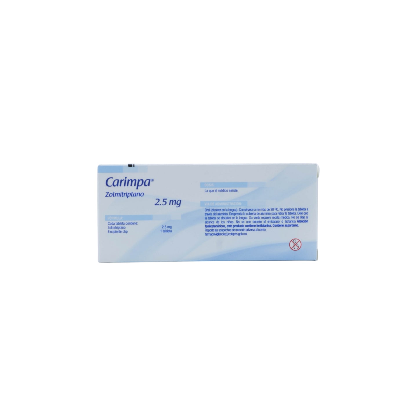 Carimpa Zolmitriptán 2.5 mg, Caja con 2 tabletas