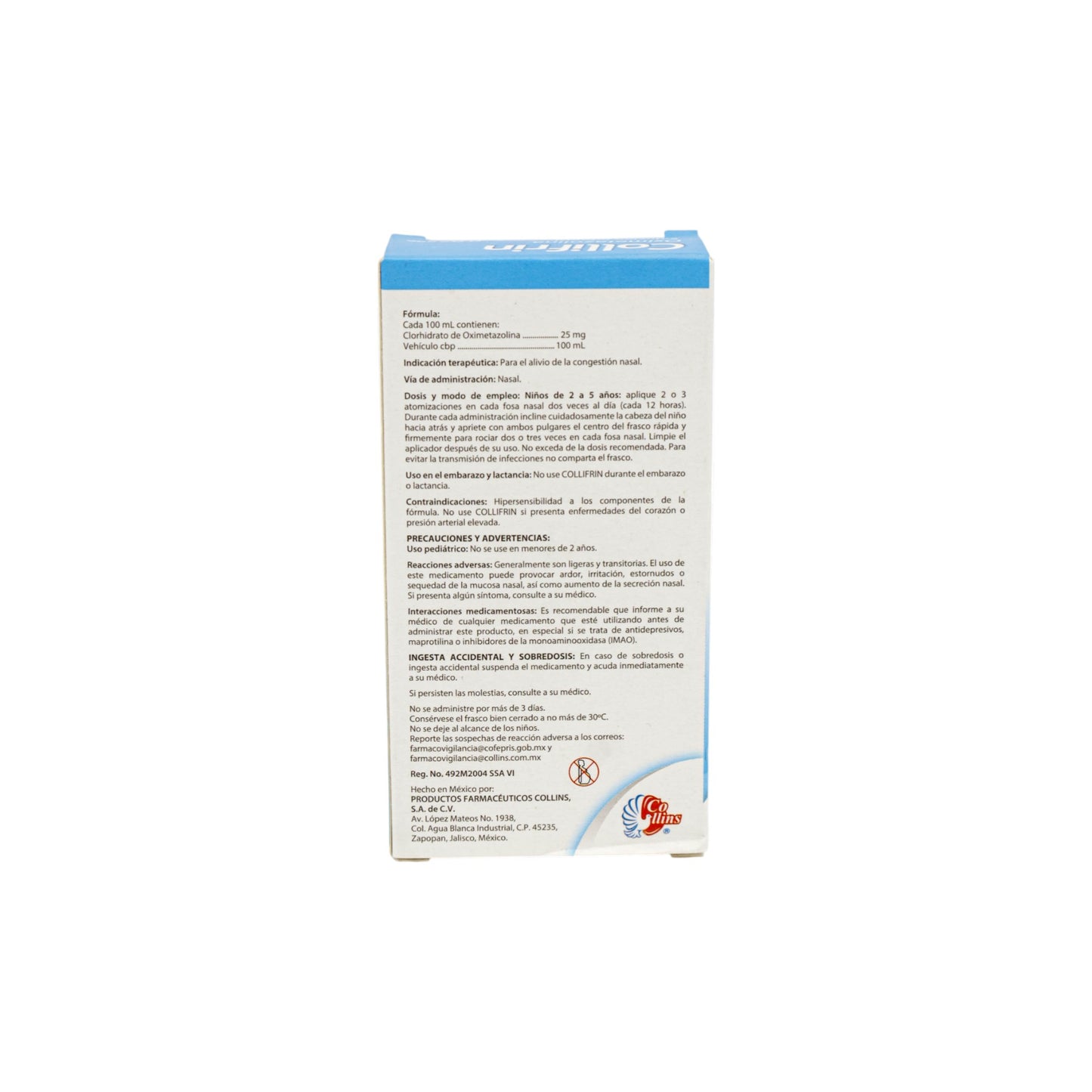 Collifrin Oximetazolina Solución Infantil 0.025%, Caja con frasco con 20 mL