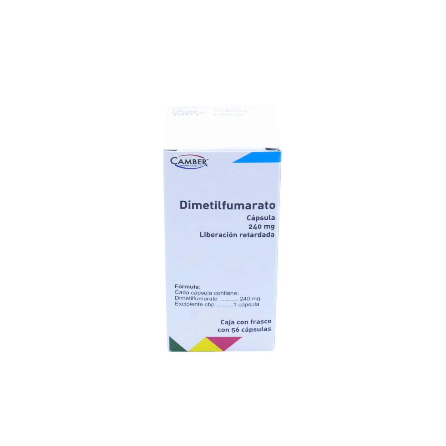 Dimetilfumarato 250 mg, Caja con frasco con 56 cápsulas