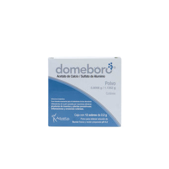 compare product Domeboro Acetato de Calcio / Sulfato de Aluminio 0.8008 g / 1.1352 g, 12 Sobres de 2.2 g