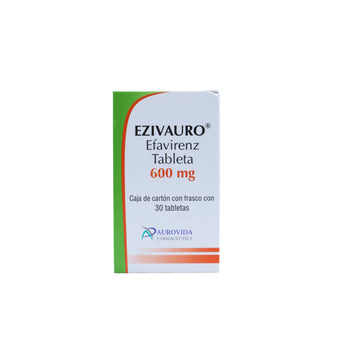 compare product Ezivauro Efavirenz 600 mg, Caja de cartón con frasco con 30 tabletas