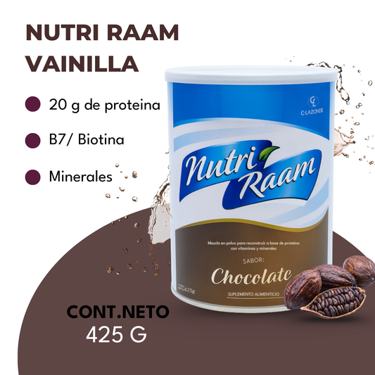 Proteína de Chocolate Nutri Raam – Suplemento Alimenticio con Vitaminas y Minerales | 425 g