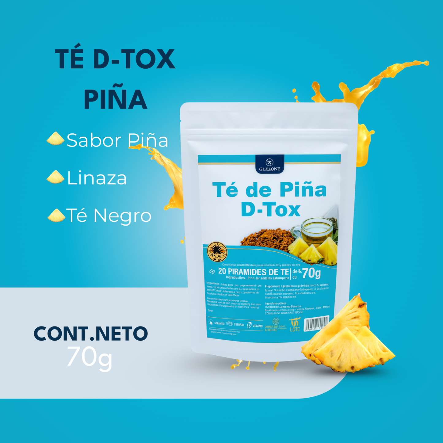 Té D-Tox Piña C-Lazonde – Con Linaza y Té Negro | 70 g