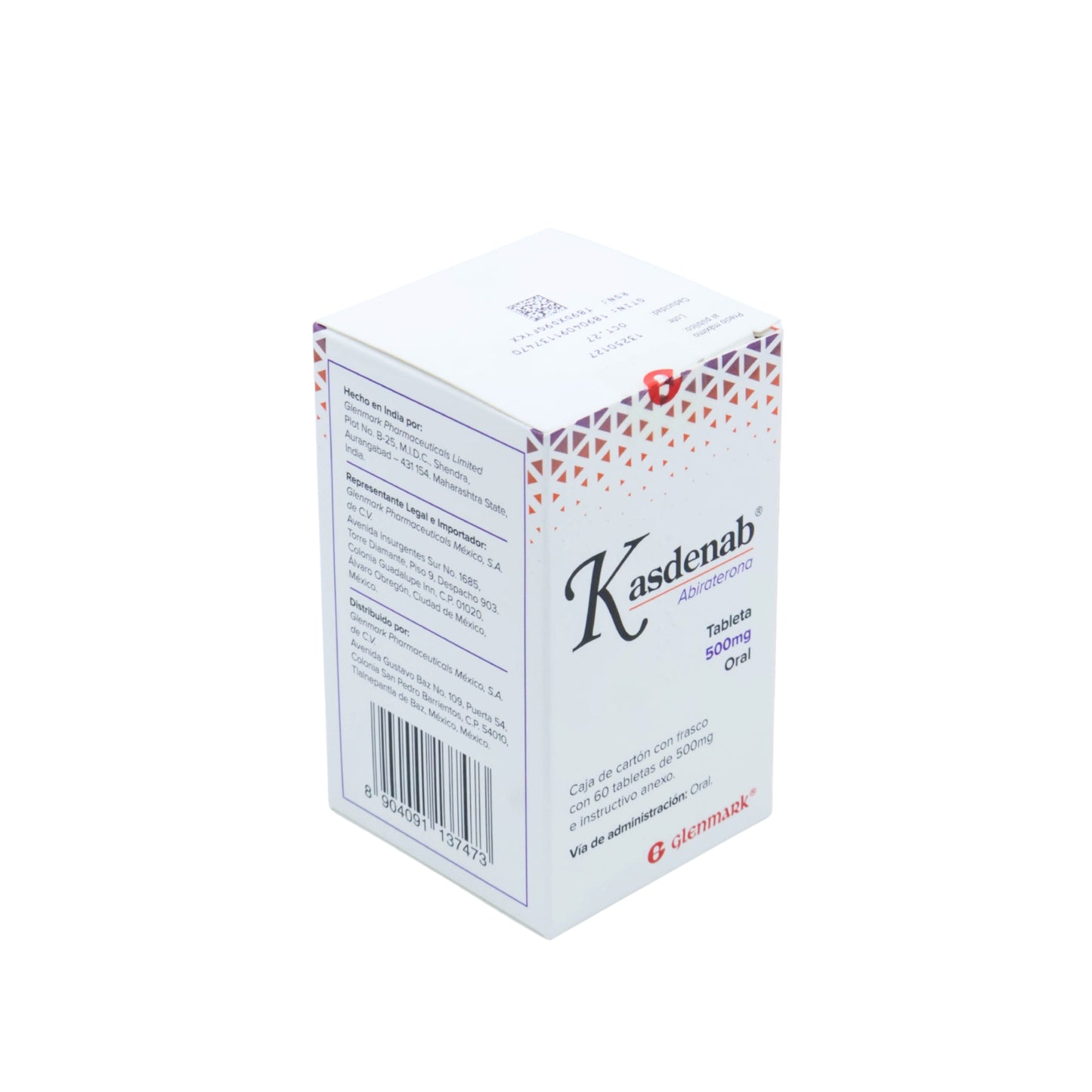 Kasdenab Abiraterona 500 mg, 60 Tabletas
