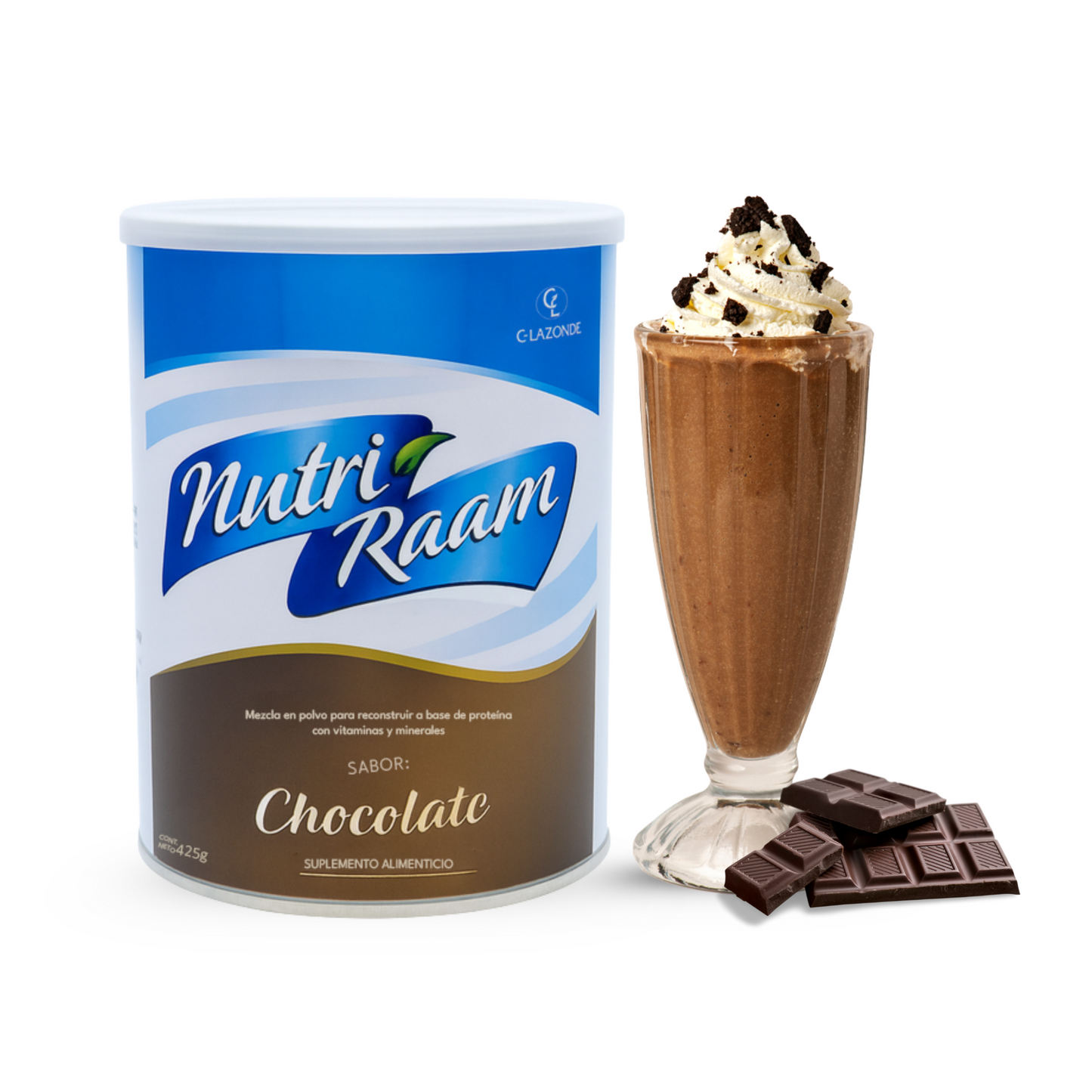 Proteína de Chocolate Nutri Raam – Suplemento Alimenticio con Vitaminas y Minerales | 425 g