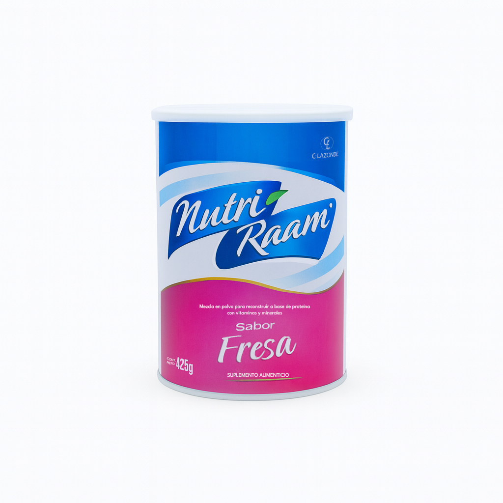 Proteína de Fresa Nutri Raam – Suplemento Alimenticio con Vitaminas y Minerales | 425 g