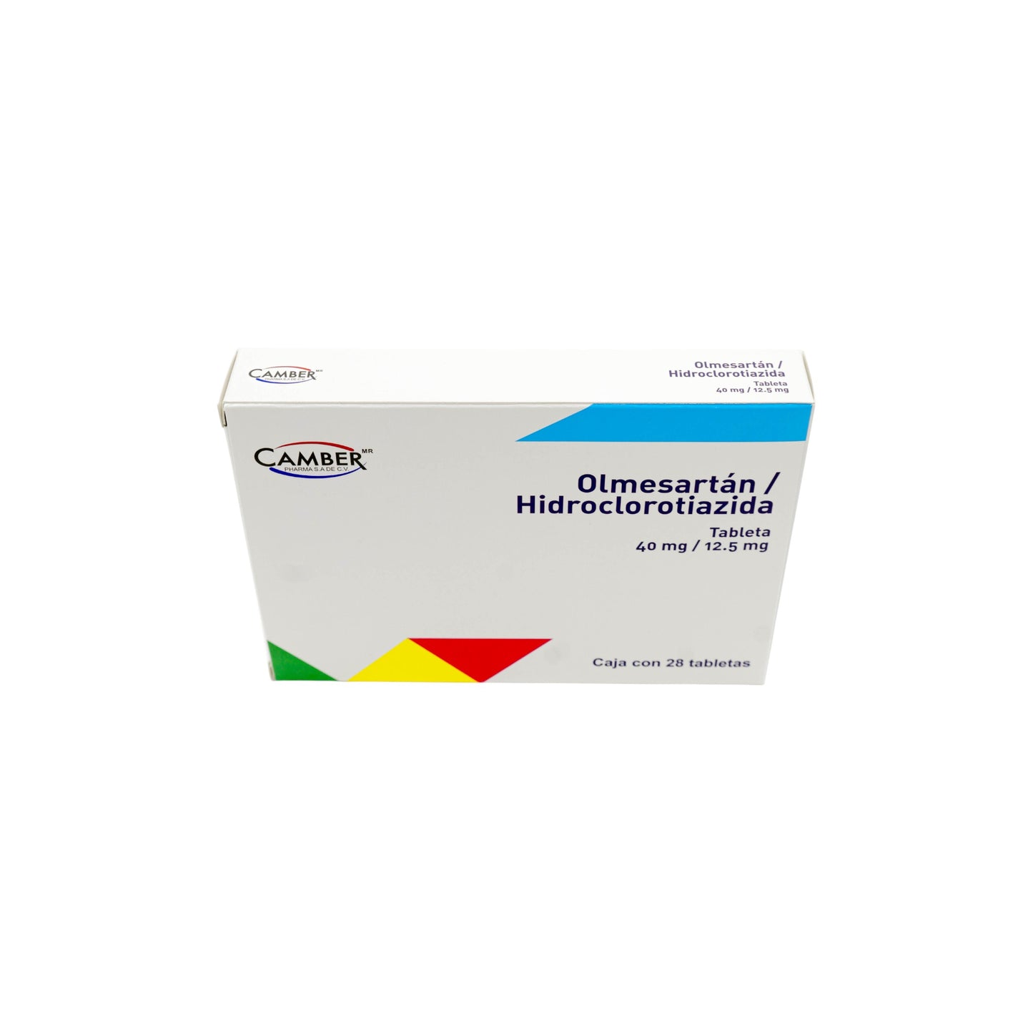 Olmesartán/Hidroclorotiazida 20 mg o 40 mg /12.5 mg, 28 tabletas