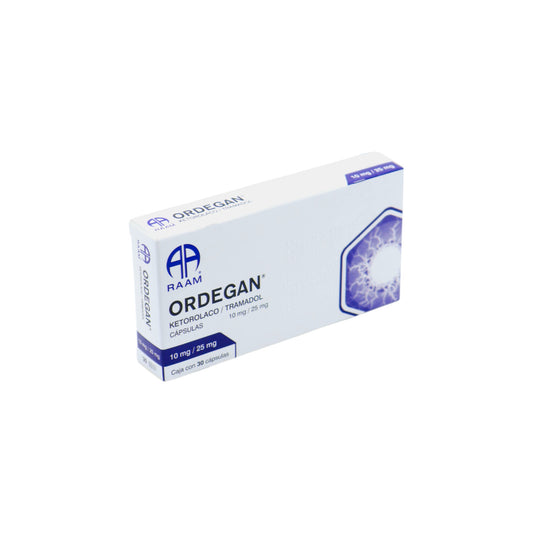 Ordegan Ketorolaco/Tramadol 10 mg/25 mg, 30 Cápsulas