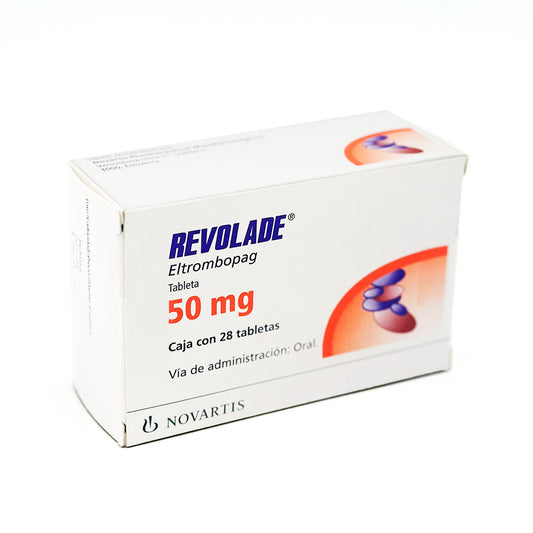 Revolade 50 mg Eltrombopag Caja con 28 tabletas