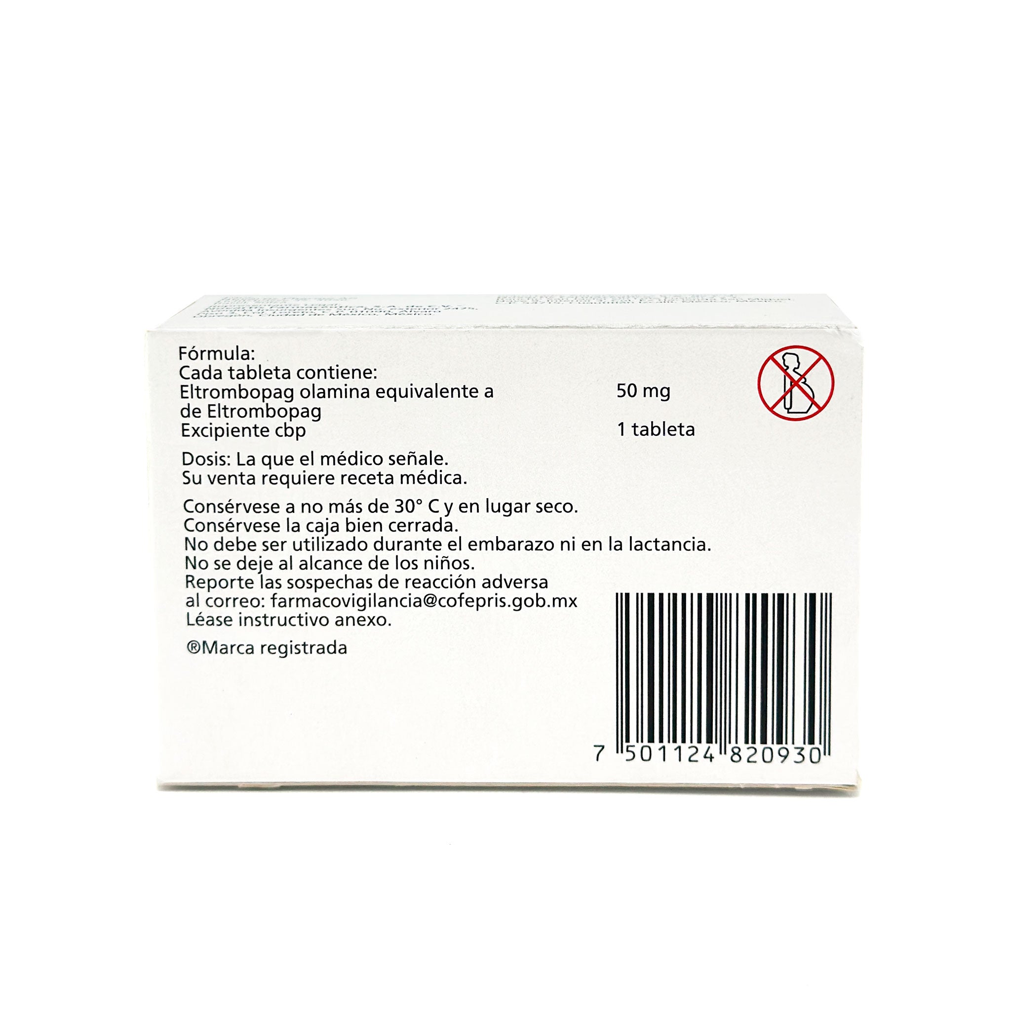 Revolade 50 mg Eltrombopag Caja con 28 tabletas - Zuca MedLine