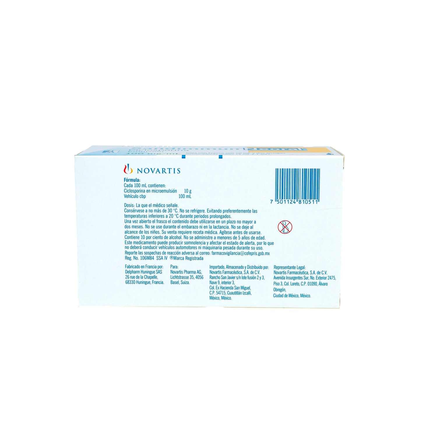 Sandimmun Neoral Ciclosporina 100 mg/ mL Emulsión con 2 jeringas dosificadoras