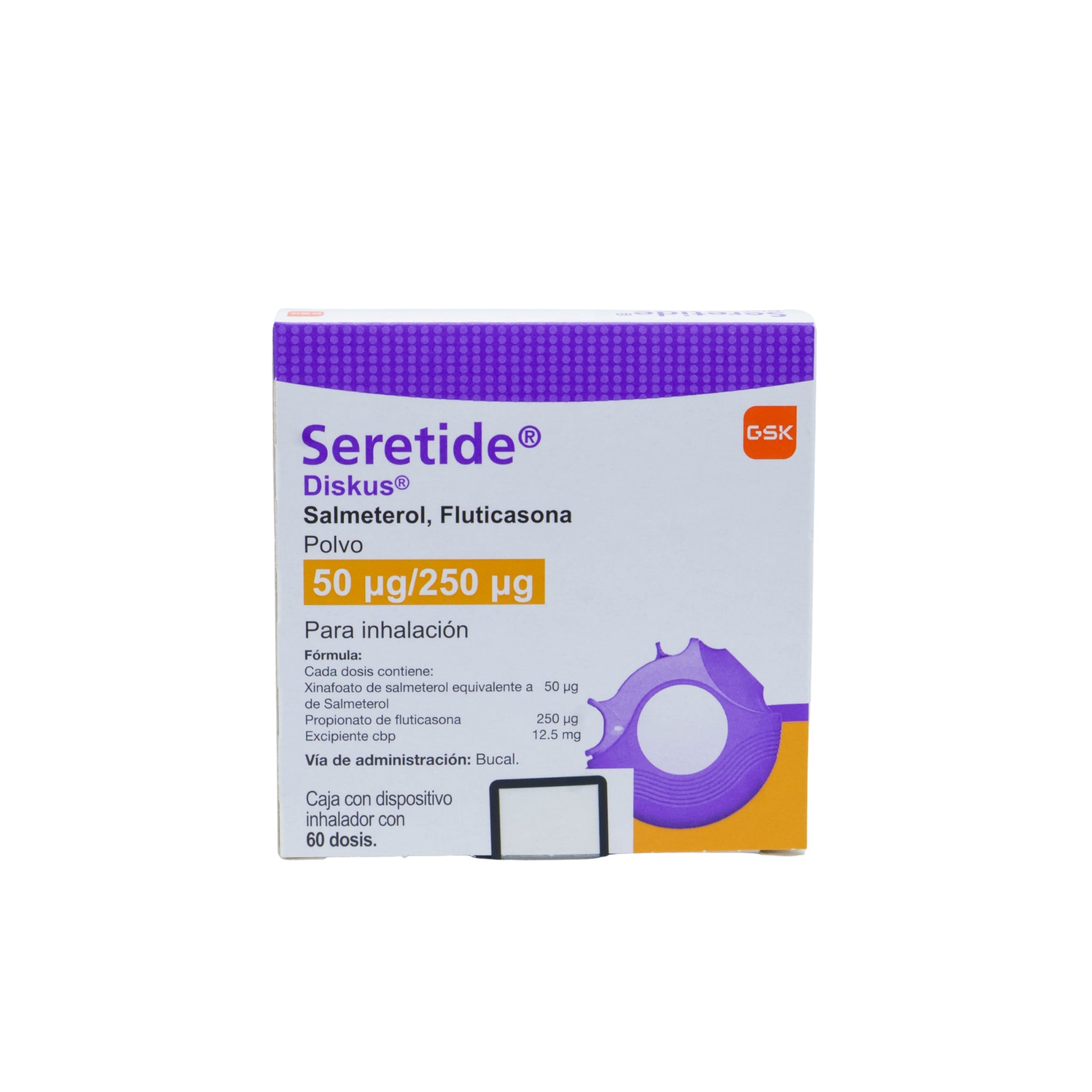 Seretide Diskus Polvo 50mcg/250mcg Caja C/ 60 dosis - Zuca MedLine