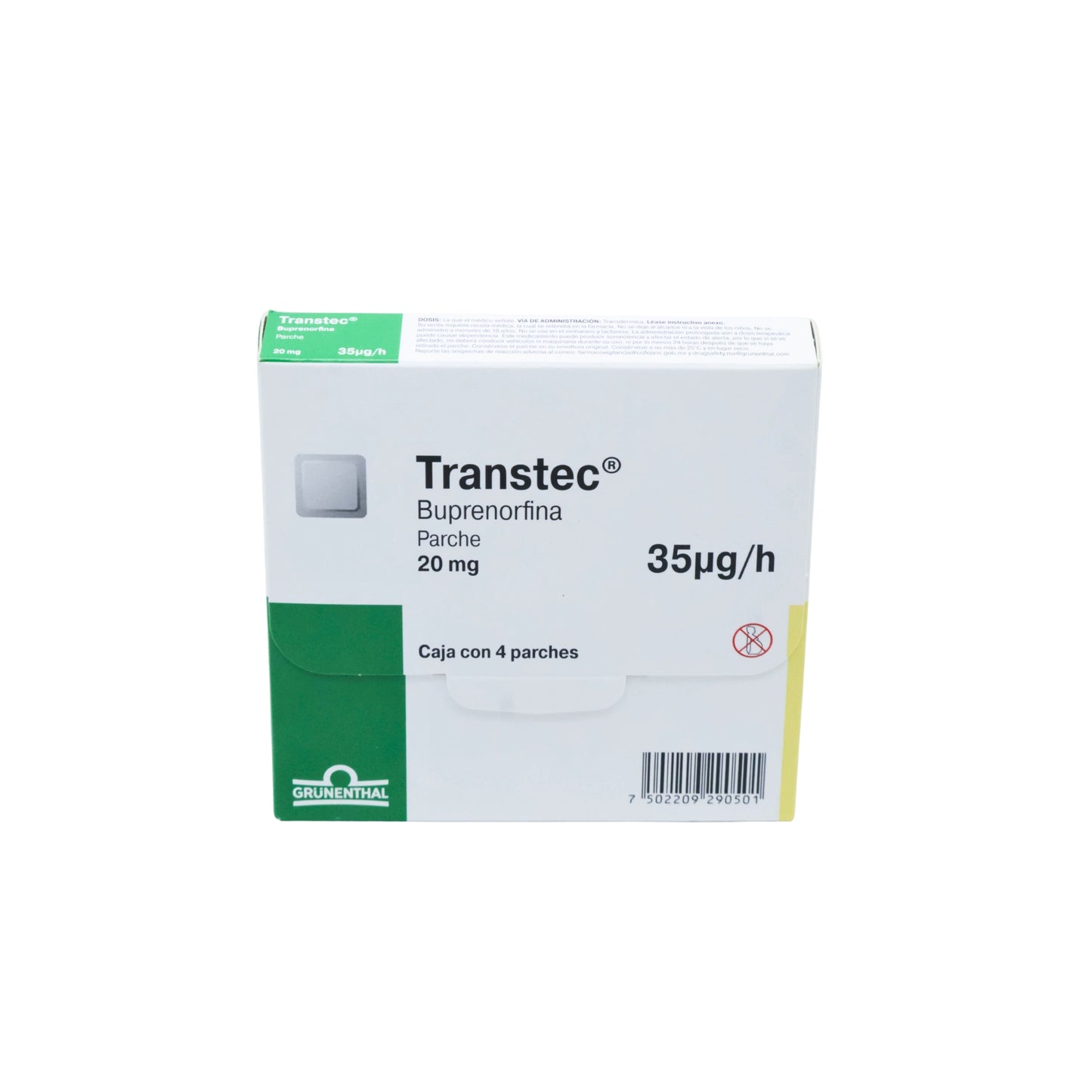 Transtec Buprenorfina 20 mg Caja con 4 parches