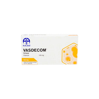 compare product Vasdecom Orlistat 120 mg, Caja con envase burbuja con 21 cápsulas