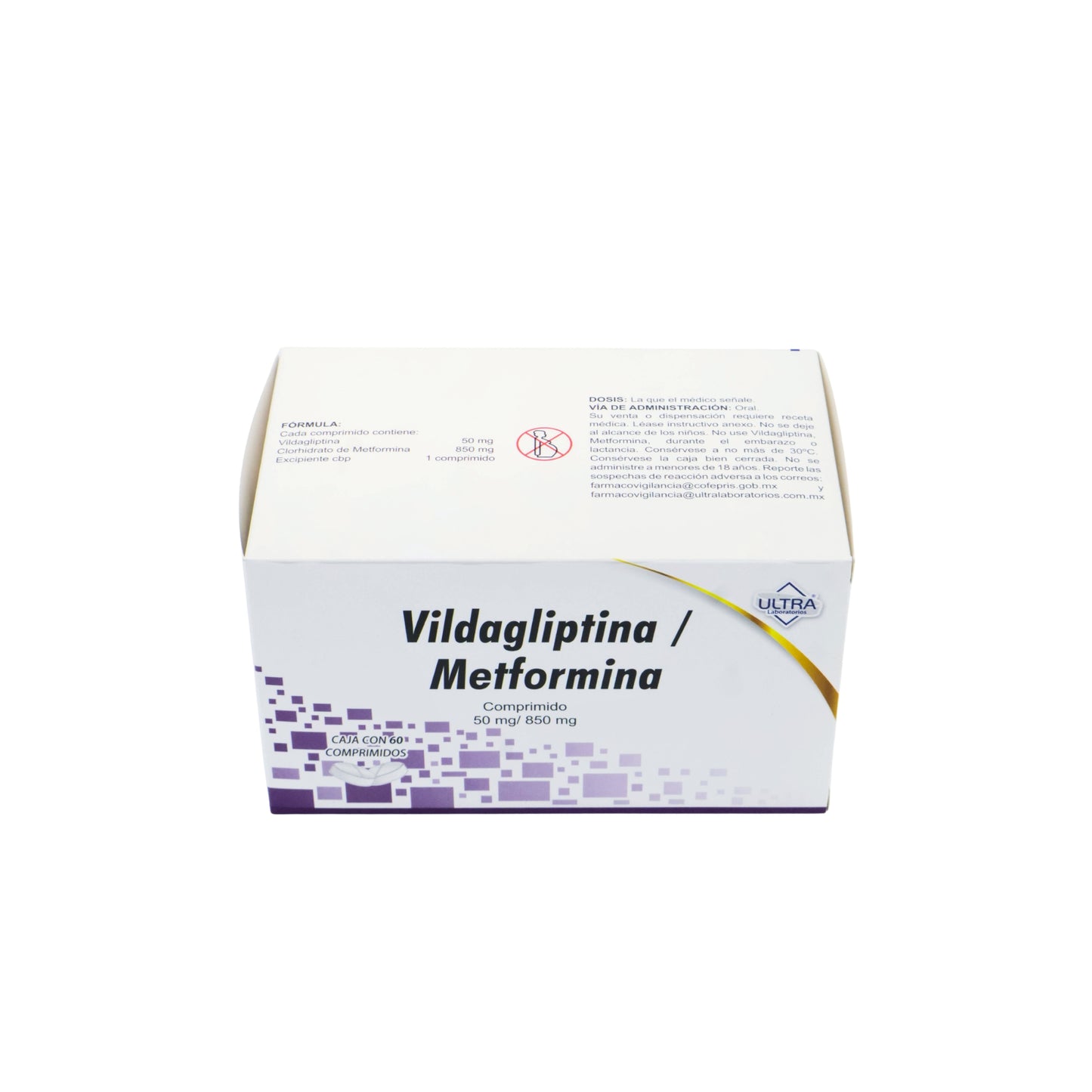 Vildagliptina Metformina 50mg, 850mg Caja C/60