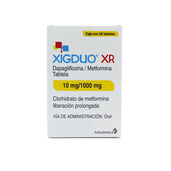 compare product Xigduo XR 10 mg / 1000 mg Dapaglifozina / Metformina Caja con 28 Tabletas
