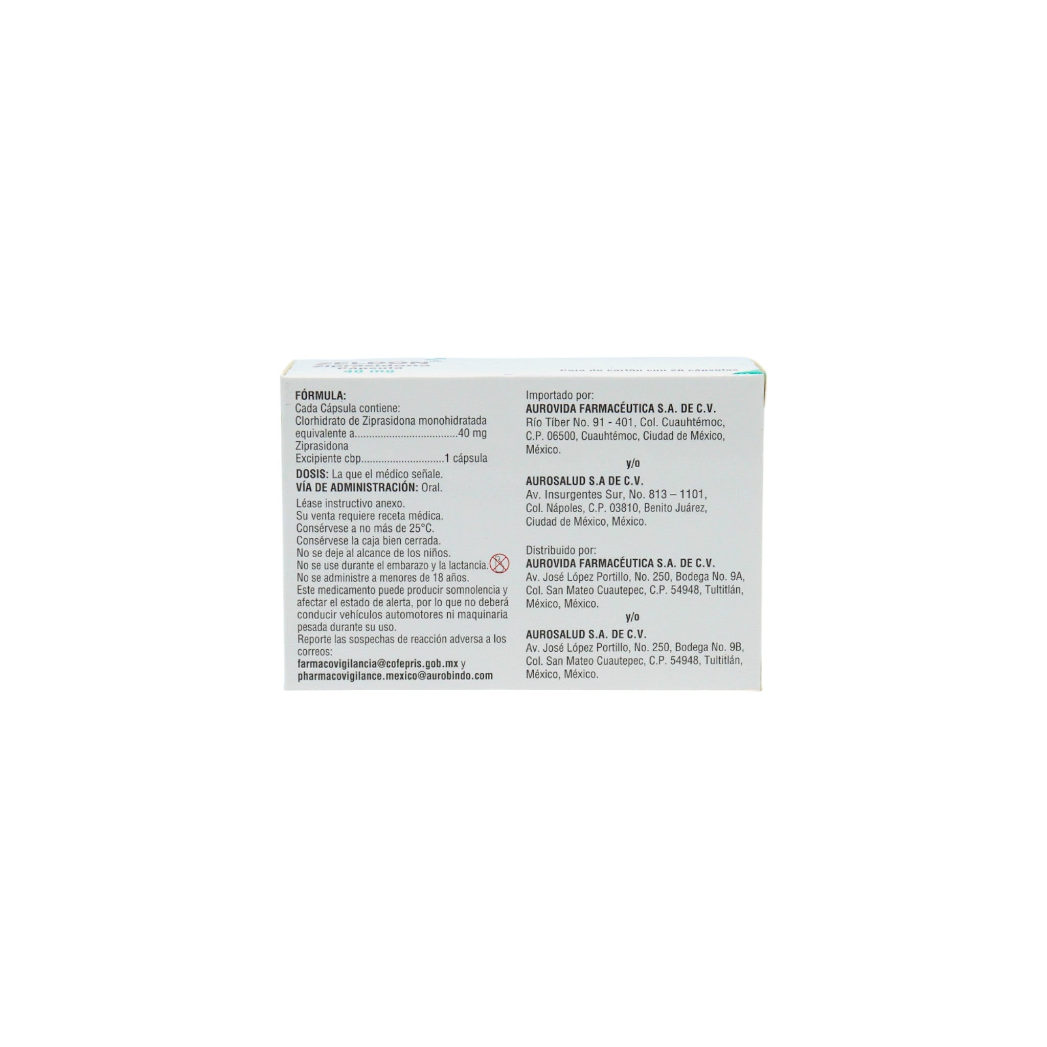 Zeldon Ziprasidona 40 mg, 28 Cápsulas - Zuca MedLine