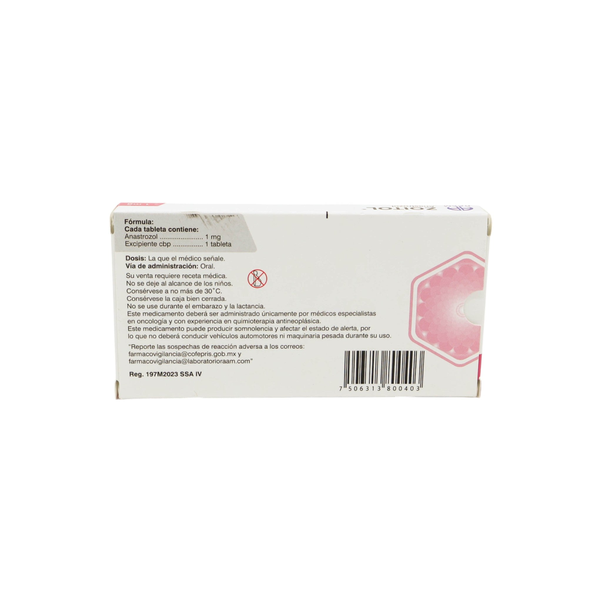 Zoitol Anastrozol de 1 mg Caja C/28 - Zuca MedLine