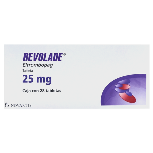 Revolade Eltrombopag 25 mg caja con 28 tabletas