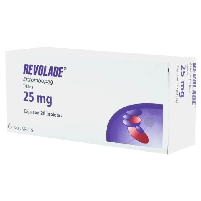 Revolade Eltrombopag 25 mg caja con 28 tabletas