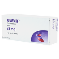 Revolade Eltrombopag 25 mg caja con 28 tabletas