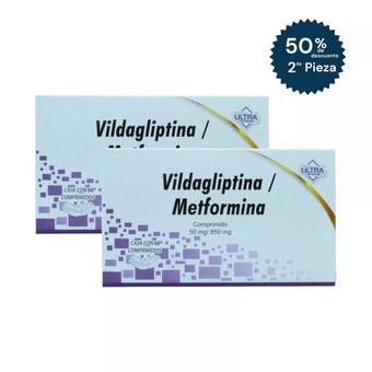 compare product Vildagliptina Metformina 50mg/850mg Caja C/60 Paquete de 2