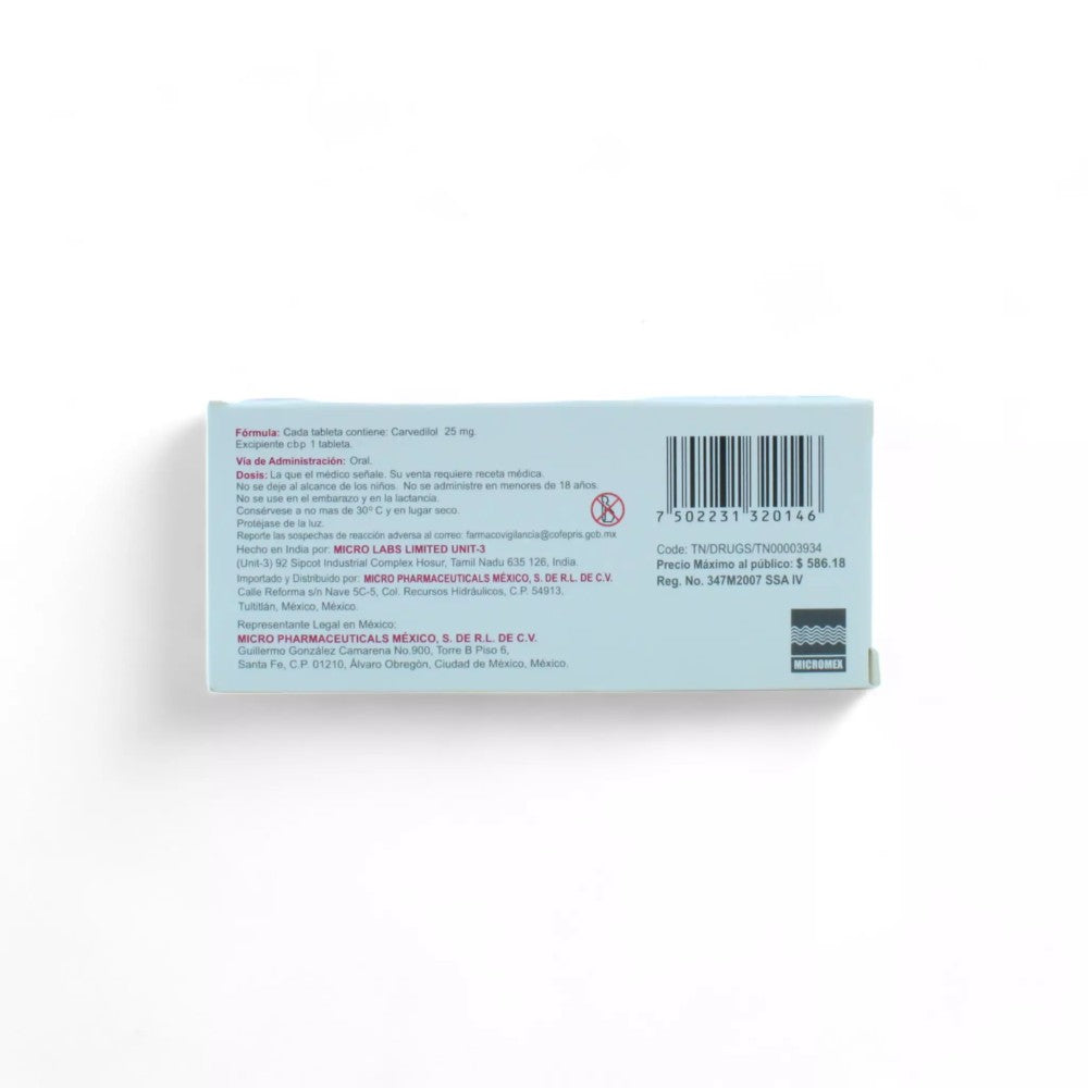 BloqAdre Carvedilol de 25mg Caja C/14 - Zuca MedLine