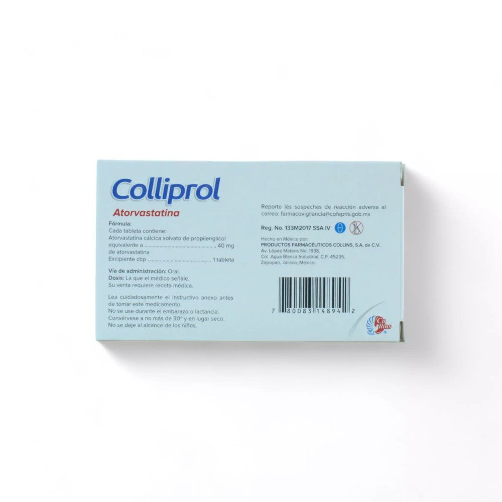 Colliprol Atorvastatina de 40 mg Caja C/15 - Zuca MedLine
